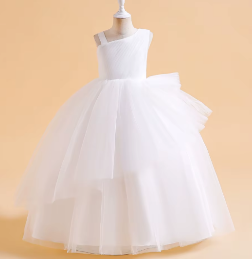 Elegant new fashion children's prom dress broken flower print satin lace girls wedding party Christmas spring children