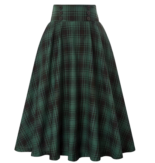 New women's casual sexy spring and summer casual, women's fashion plaid pattern plaid A-line skirt