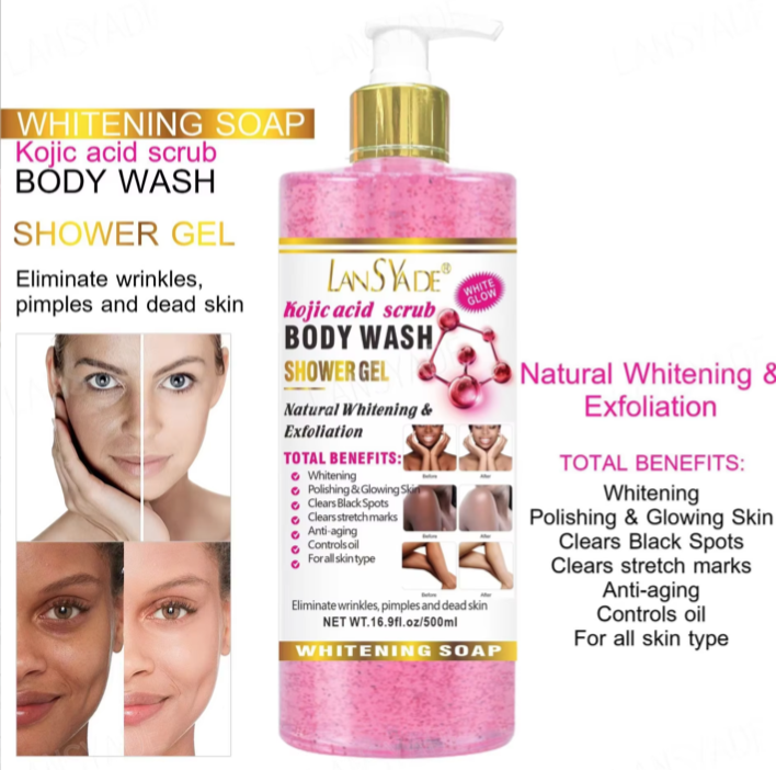 Fruit scrub shower gel silky smooth, refreshing and moisturizing skin, gentle, clean, long-lasting 500ml