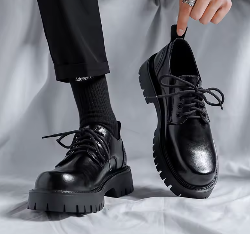 High - Quality Leather Men's Formal Shoes Chunky Heel Business Footwear for Men