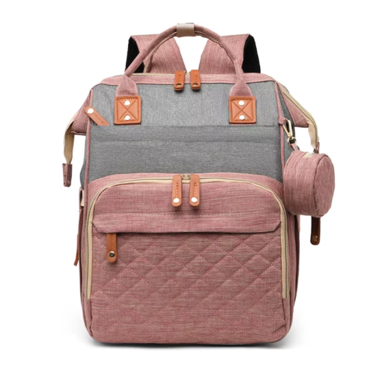 Customized travel fashion large-capacity insulated pocket waterproof portable mommy backpack baby diaper bag with diaper pad