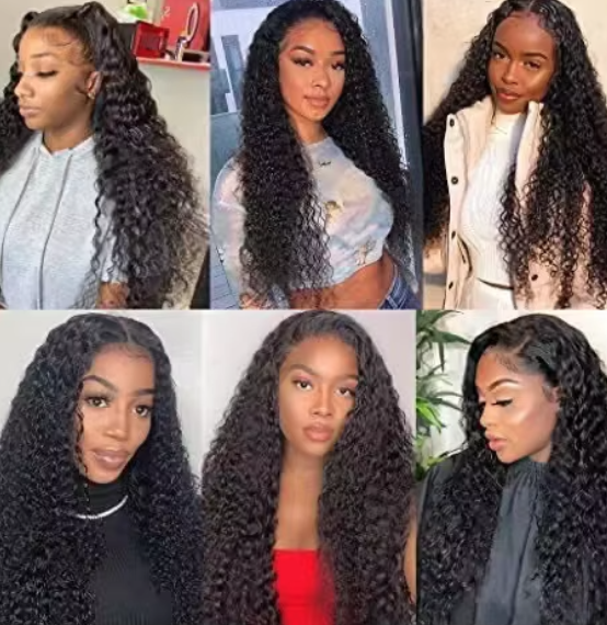 Portable front lace wig long curly hair, big wave curly hair women's wig