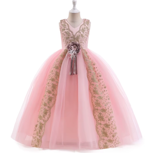 New design, LP-283 Maxi long prom dress broken flower pattern, spring dress, girl summer wedding party dress