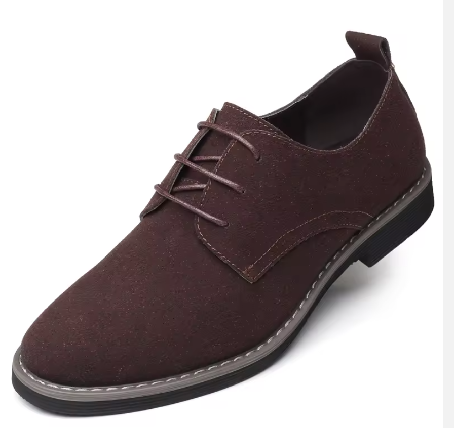 Mens Frosted Casual Round Toe Shoes Cross-border British Suede Leather Business Lace up Fashion Trend Plus Size