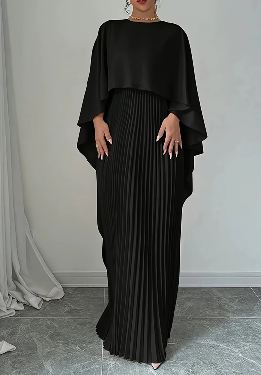 Long floor long sleeve elegant Maxi pleated dress, women's dinner party