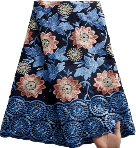 Floral embroidery African lace fabric Austrian cotton lace fabric Swiss Foyle high-quality polyester, women's clothing.