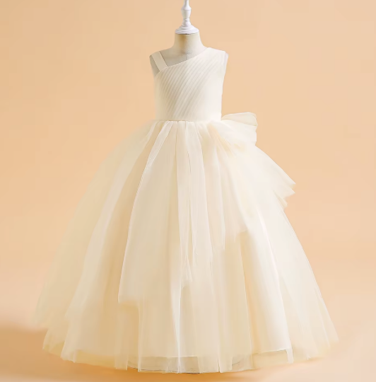 Elegant new fashion children's prom dress broken flower print satin lace girls wedding party Christmas spring children