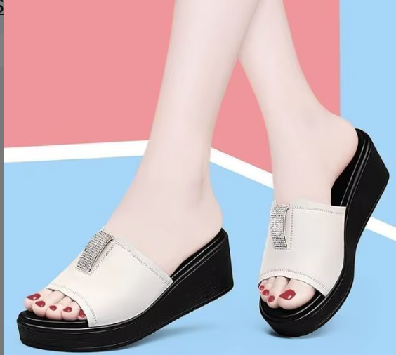 Fashion Sandal Slides Slippers for Women Summer Outdoor Beach Wedge Flat Sandals Slipper Ladies