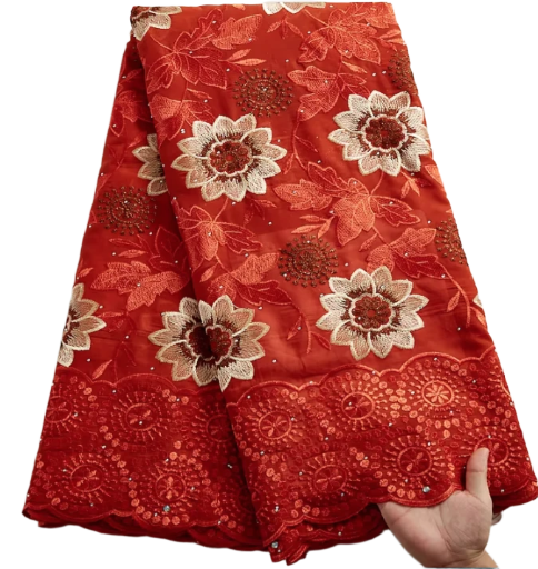 Floral embroidery African lace fabric Austrian cotton lace fabric Swiss Foyle high-quality polyester, women's clothing.