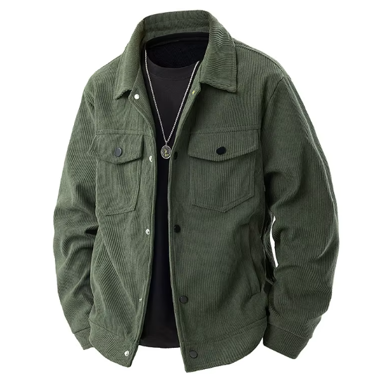 2025 Spring Autumn New Jacket Casual Cool Light Plush Pocket Button Soild Color Men's Jacket