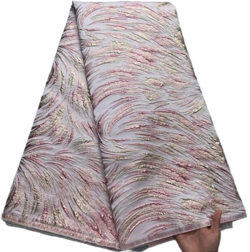 Wholesale brocade lace fabric brocade lace 2025 latest African gold-plated jacquard women's party dress.