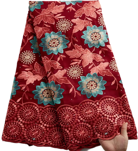 Floral embroidery African lace fabric Austrian cotton lace fabric Swiss Foyle high-quality polyester, women's clothing.