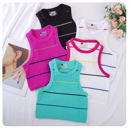 Tj retro American colorful women's summer interior short front anti-ball nylon spandex knitted vest