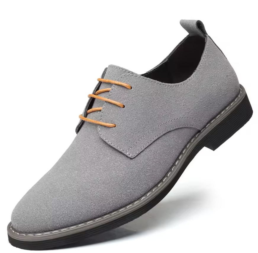 Mens Frosted Casual Round Toe Shoes Cross-border British Suede Leather Business Lace up Fashion Trend Plus Size