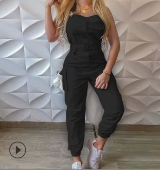 Wholesale sexy sleeveless all-in-one retro jumpsuit casual, goods jumpsuit women