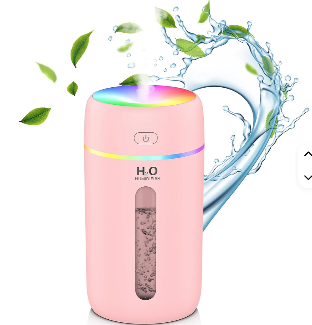 Silent mini battery-powered cold mist humidifier > 5.0 liters capacity for children's room, car, living room, etc.