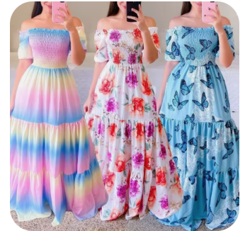 Wholesale elegant and sexy summer women's dress Maxi dress straight shoulder floral dress casual girl's dress