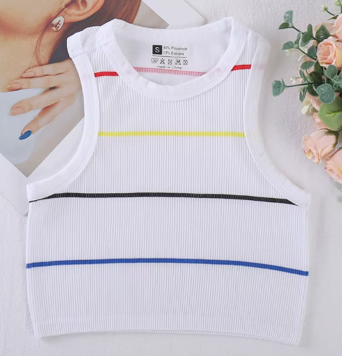 Tj retro American colorful women's summer interior short front anti-ball nylon spandex knitted vest