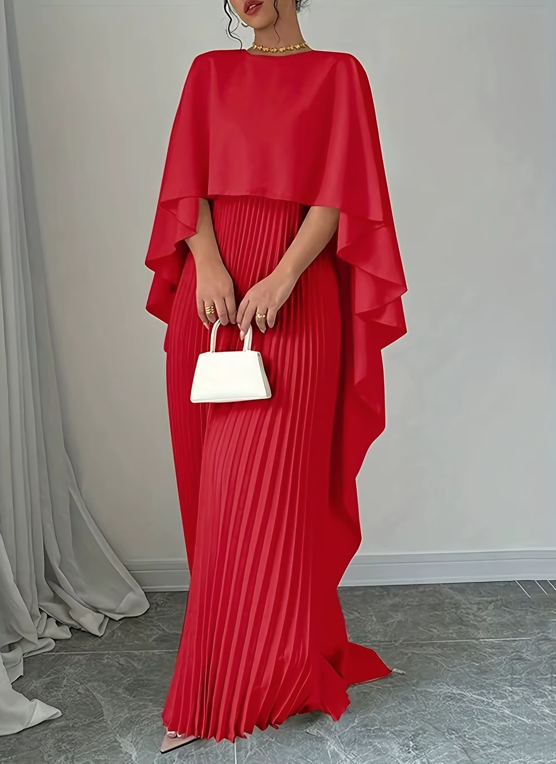 Long floor long sleeve elegant Maxi pleated dress, women's dinner party