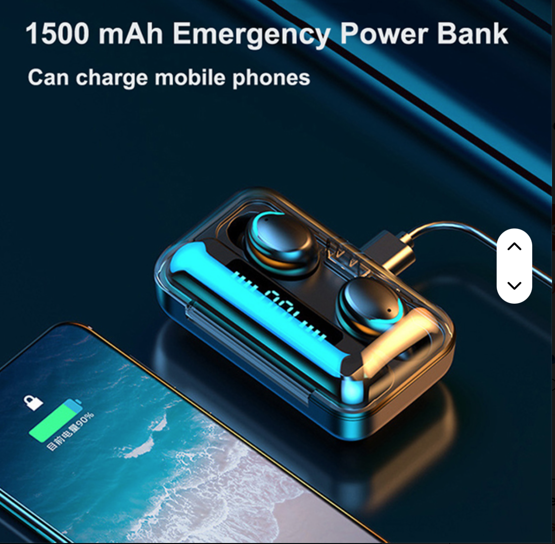 Hot sale F9-5 TWS headphone power supply Wifi high-fidelity stereo auriculares headphones, waterproof wireless headphones Led F9 earplugs