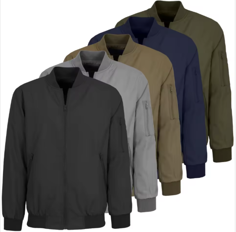 Men's Lightweight Canvas Winter Windproof Zip-up Bomber Jacket