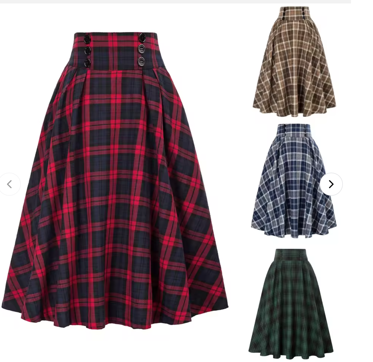 New women's casual sexy spring and summer casual, women's fashion plaid pattern plaid A-line skirt