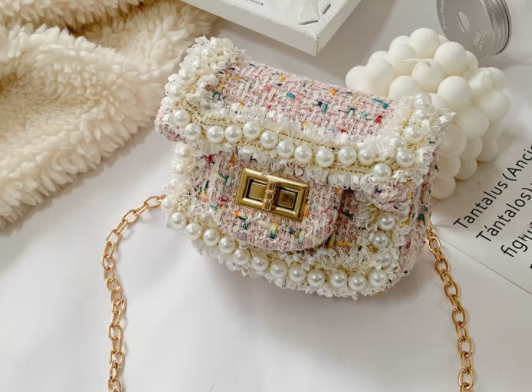 Hot-selling fashion wallet and little girl handbag cute pearl mini summer flower design