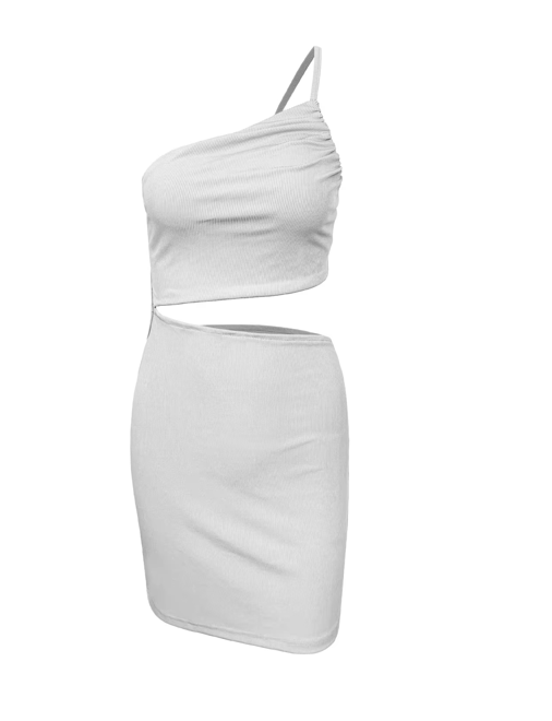 Wholesale summer women's sexy hollow one-shoulder collarless mini dress nightclub party tight dress