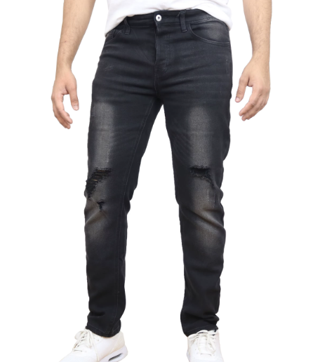 Men's Modern Fit Ripped Jean Authentic Denim Look Comfort & Flex Straight Jeans