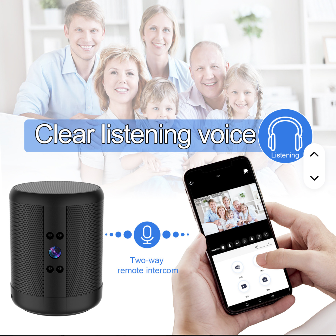 Security camera multi-function wireless speaker two-way audio