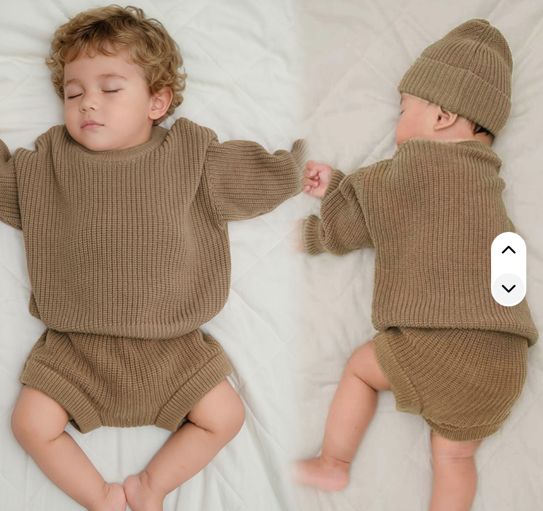 Certified 100% Organic Cotton Baby Sweater Jumpsuit and Shorts Set