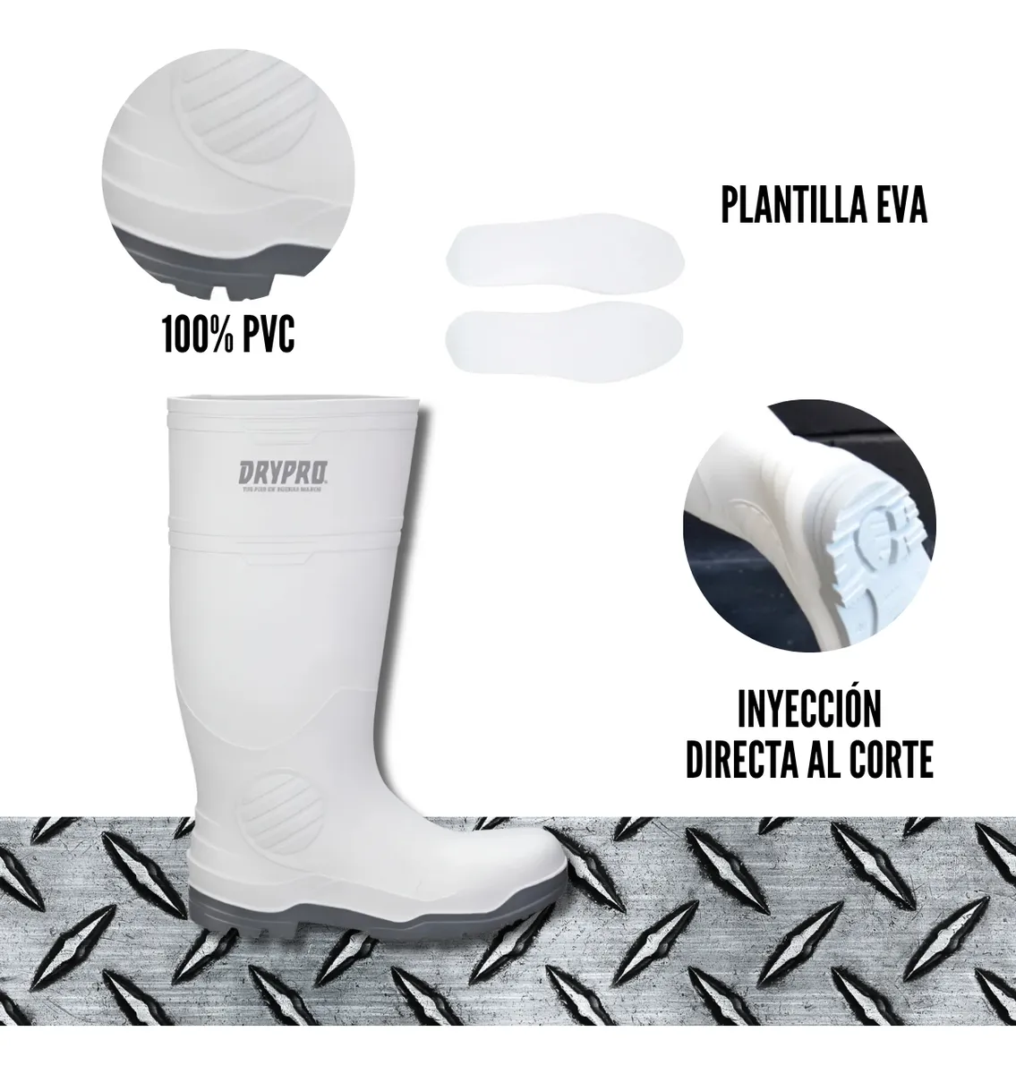 Bota Dry-Pro semi industrial PRO2 blanca/gris Dama 