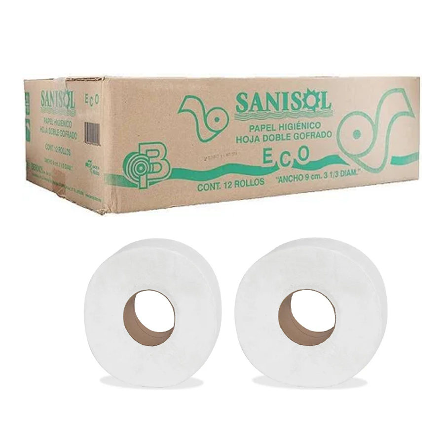 Papel higiénico institucional Sanisol 12 rollos x 200 m