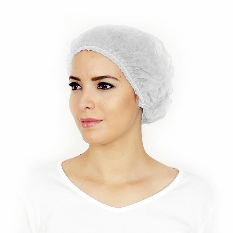 Cofia plisada pesada 21" blanca -elastico doble (1,000 pzas)