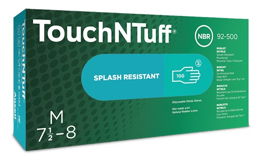 Guante de nitrilo TouchNTuff Ansell 92-500 con polvo (caja 1,000)