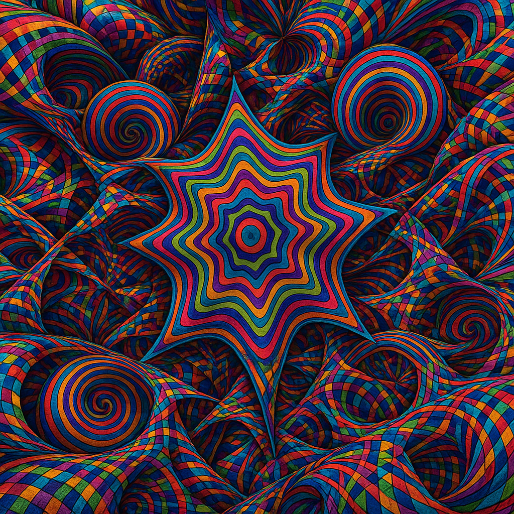 Vibrant Psychedelic Starburst Art Print Wall-Paper