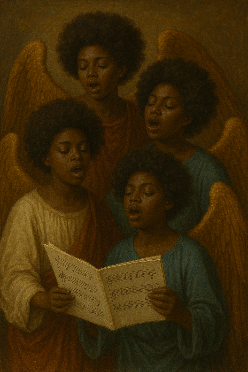 Vintage Angelic Choir Painting