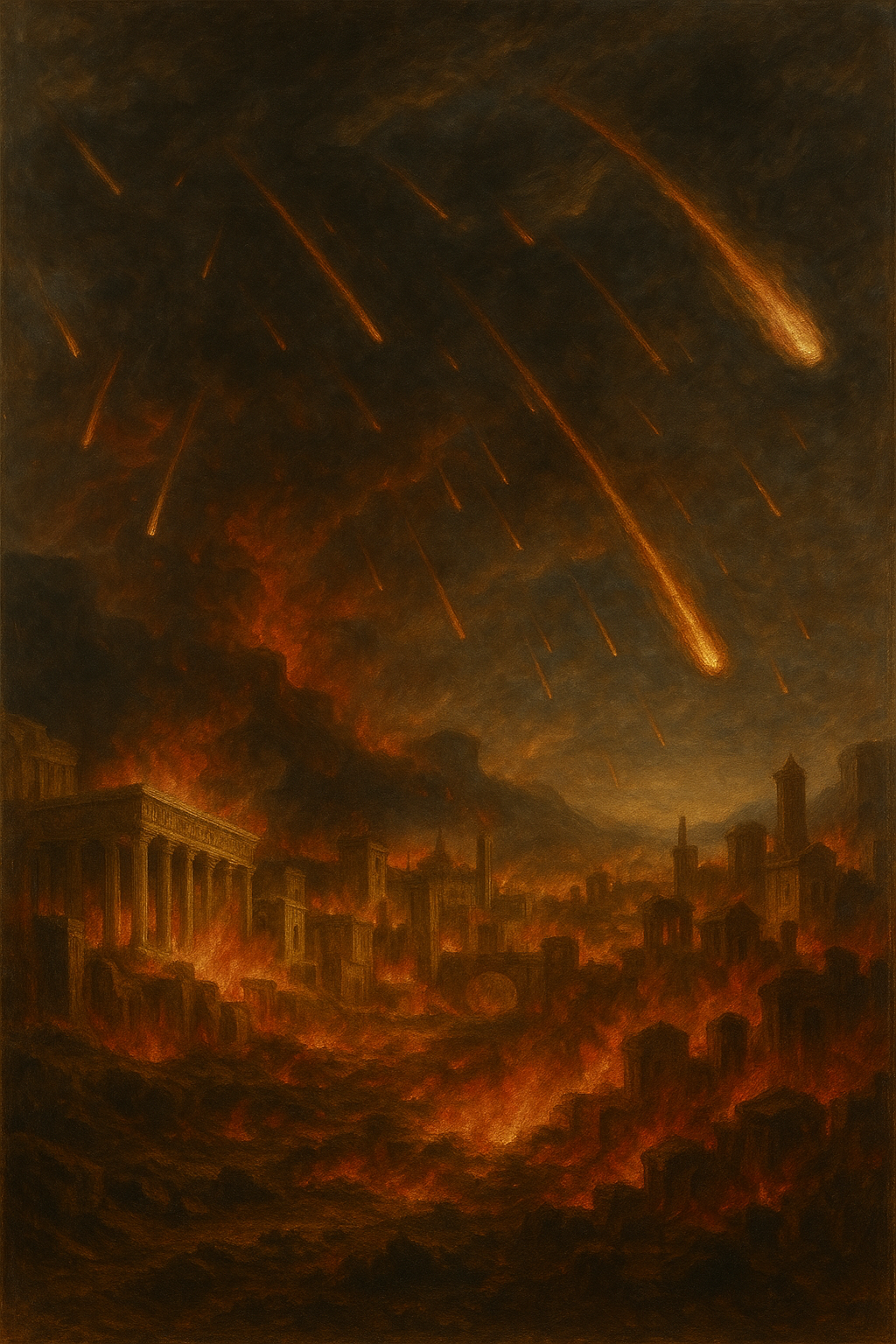 Apocalyptic City Destruction Art Print Wall-Paper