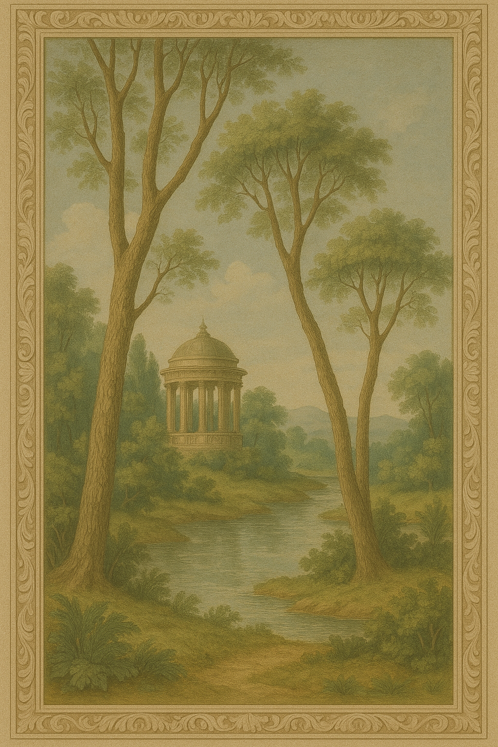 Classical Landscape Painting feeling Wall-Paper