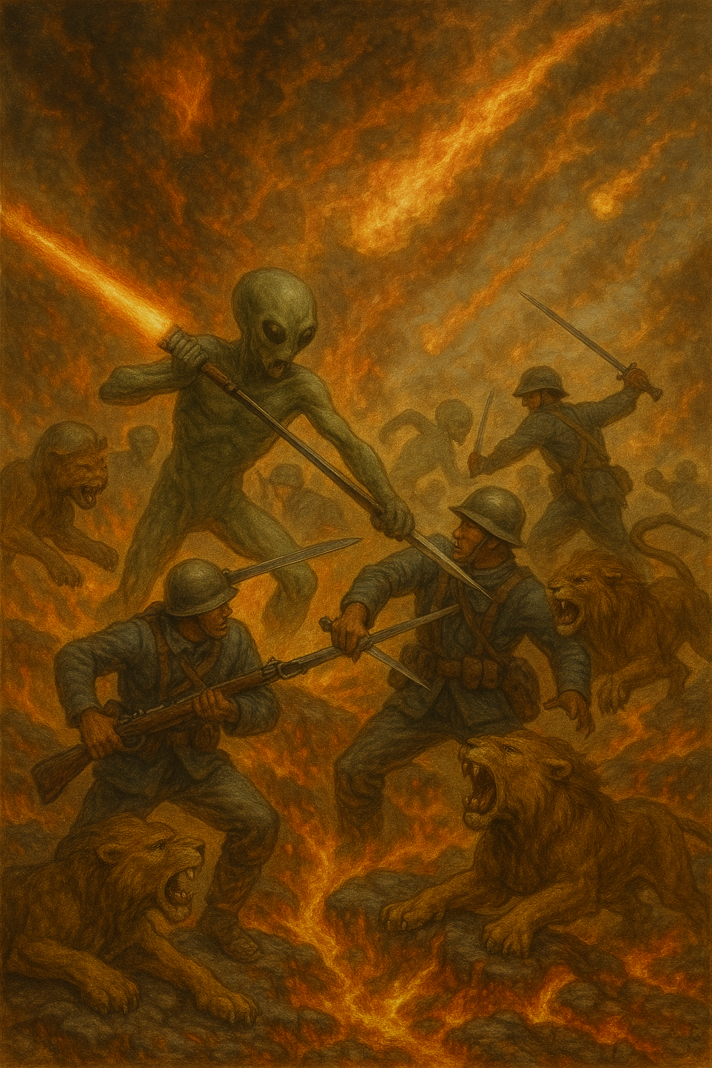 Alien Battle Painting wall-Paper