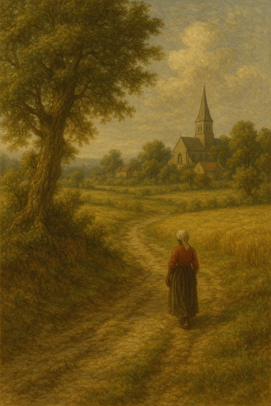 Vintage Countryside Oil Painting Wall-Paper