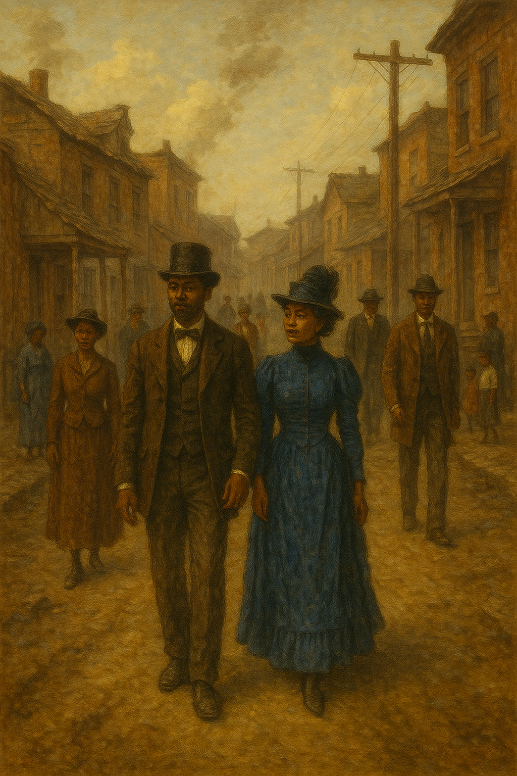 Victorian Era Blue Dress Wall-Paper