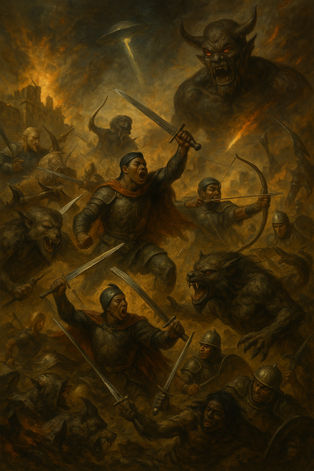 Epic Fantasy Battle Canvas Wall-Paper