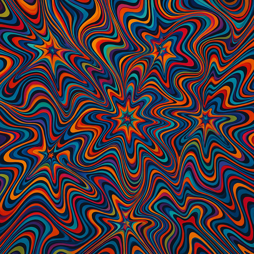 Psychedelic Starburst Art Print Wall-Paper
