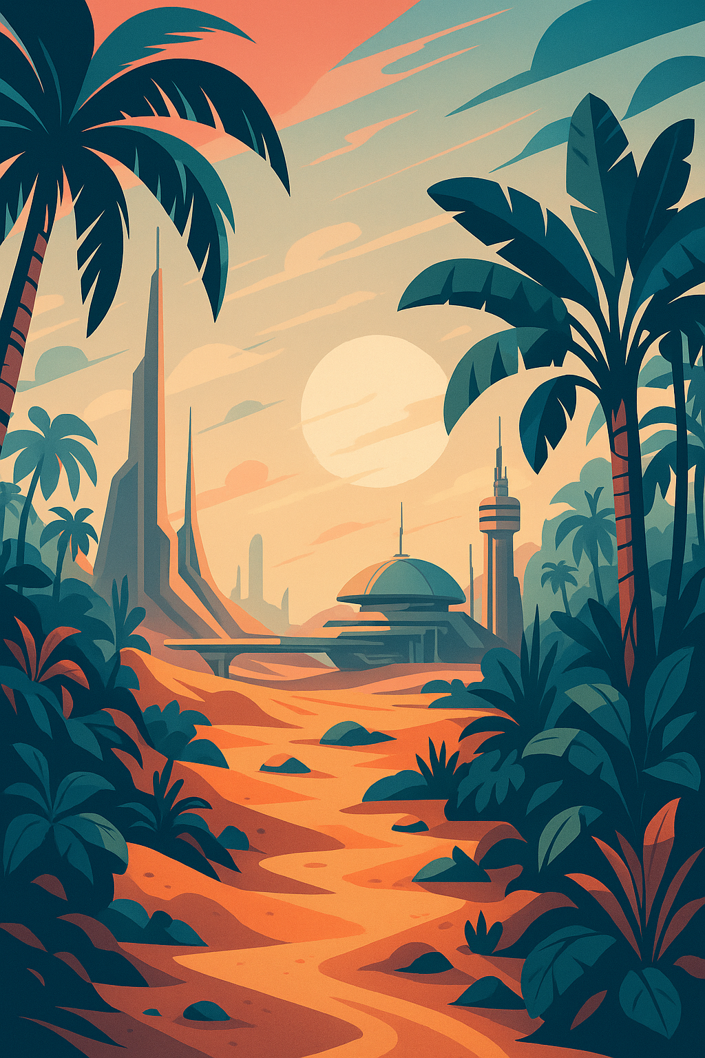 Futuristic Jungle City Poster