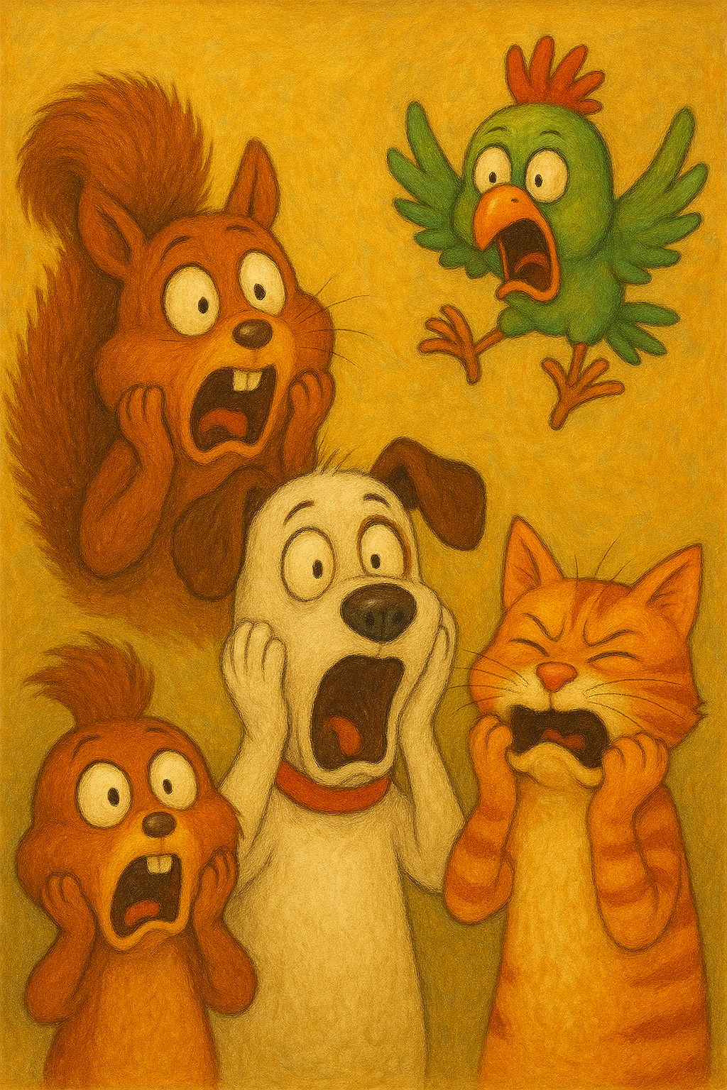 Cartoon Scream Squad Print Wall-Paper