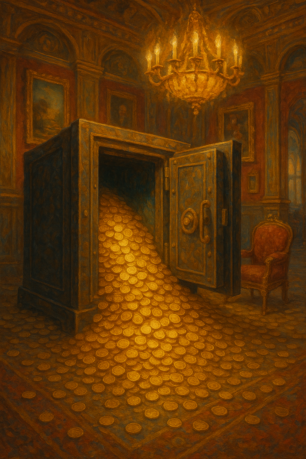 Vintage Safe Filled with Gold Coins