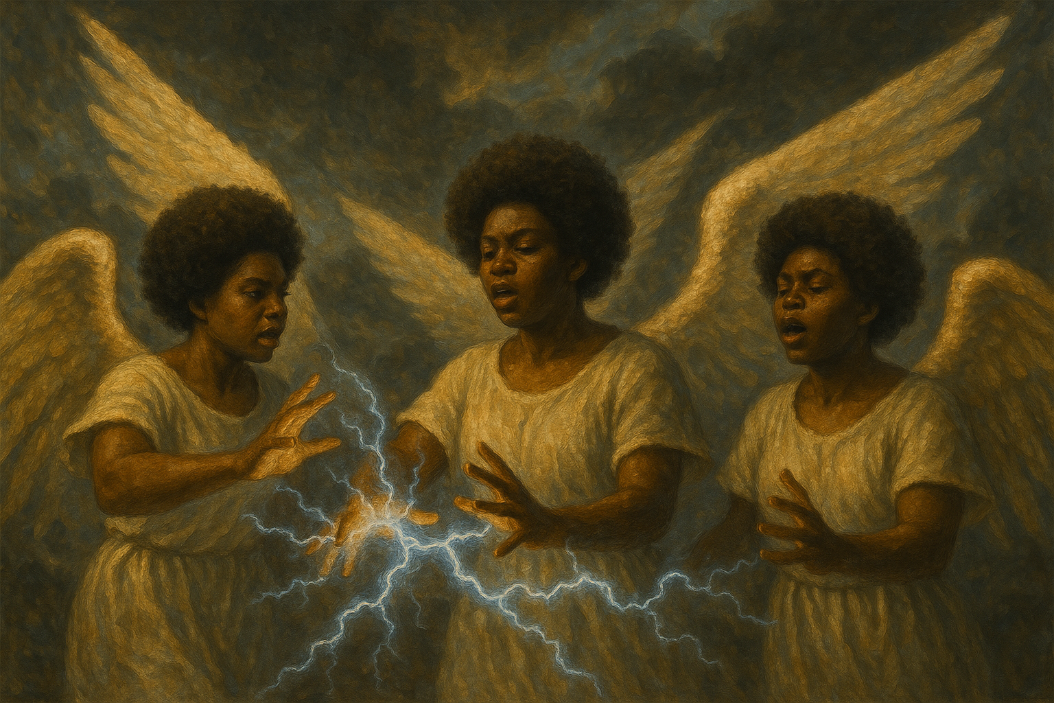 Three Angelic Figures Art Print
