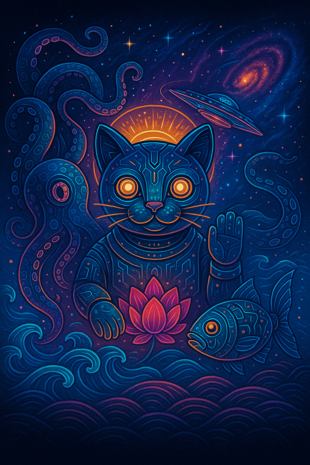 Galactic Cyber Cat Figurine