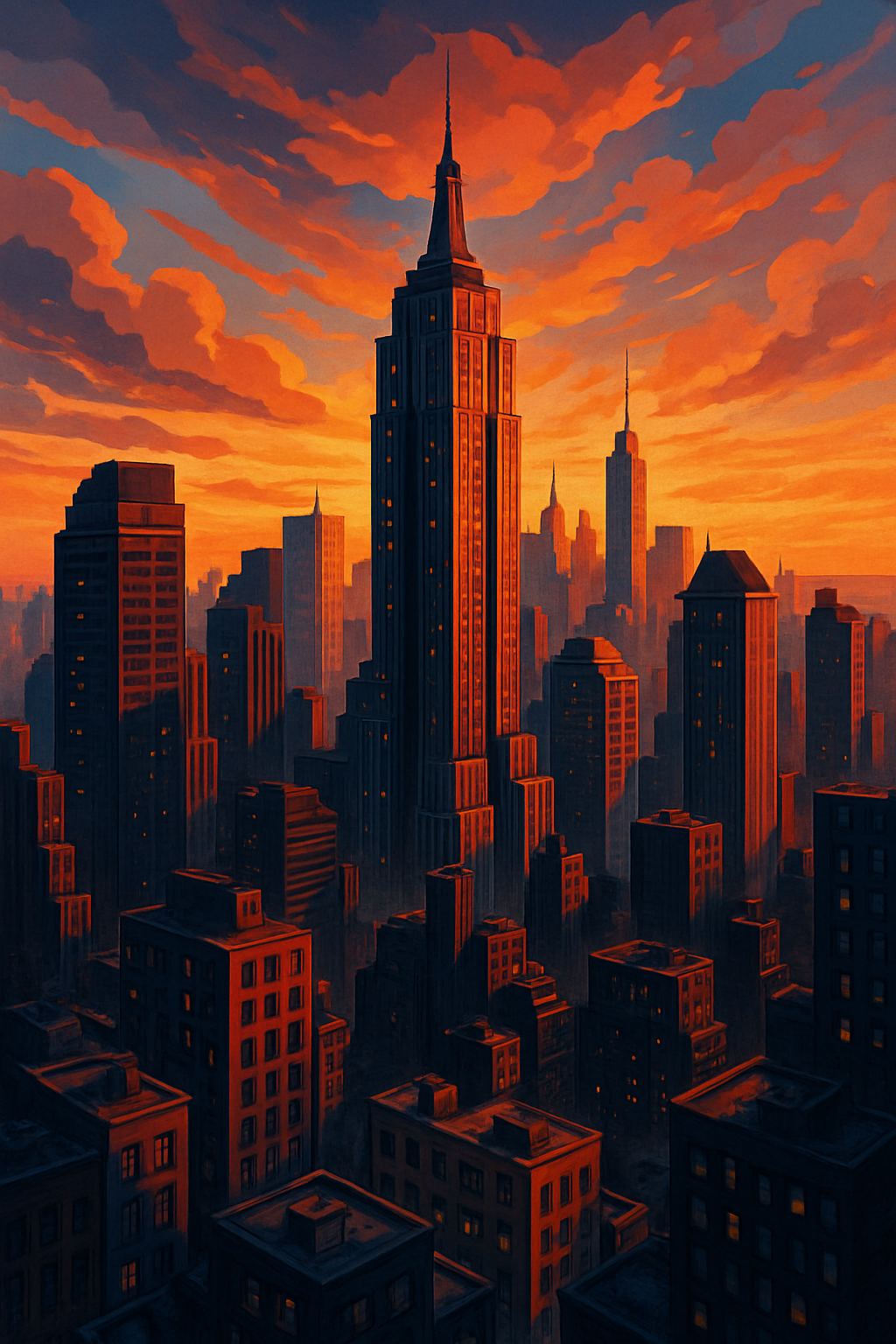 Empire State Building Sunset Canvas